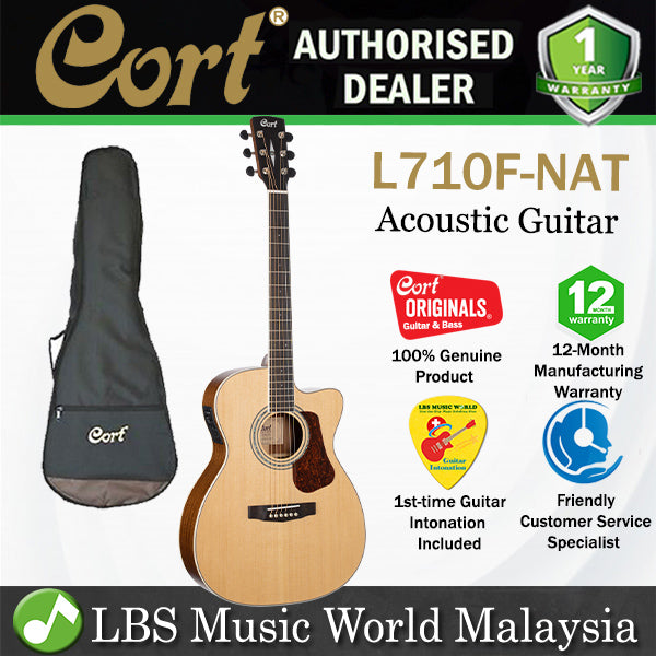 Cort L710F OM Solid Top Acoustic Electric Guitar with Bag - Natural Satin