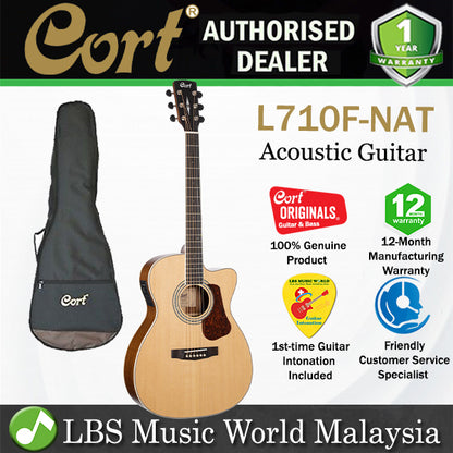 Cort L710F OM Solid Top Acoustic Electric Guitar with Bag - Natural Satin