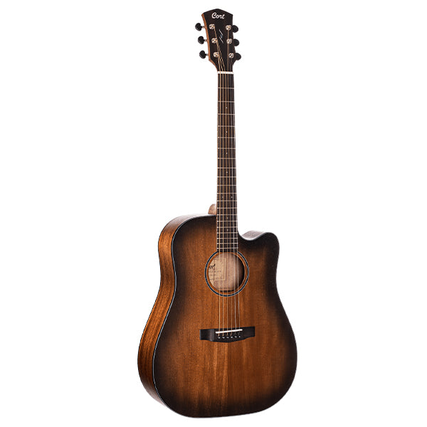 Cort Core-DC Mahogany Dreadnought Full Solid Acoustic Guitar With Case - Open Pore Black Burst (Core DC)