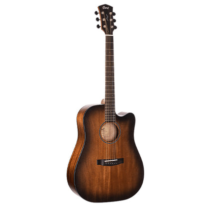 Cort Core-DC Mahogany Dreadnought Full Solid Acoustic Guitar With Case - Open Pore Black Burst (Core DC)