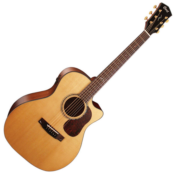 Cort Gold-A6 Auditorium Full Solid Acoustic Electric Guitar with Bag - Natural Glossy (Gold A6)