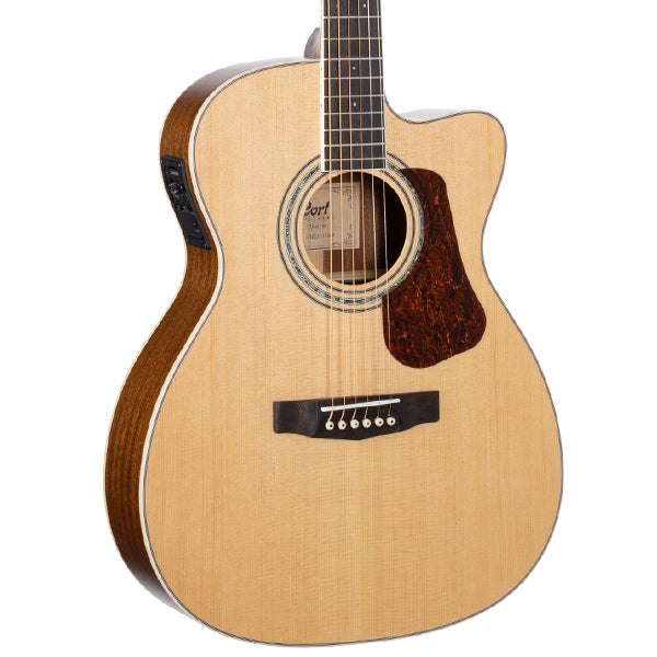 Cort L710F OM Solid Top Acoustic Electric Guitar with Bag - Natural Satin