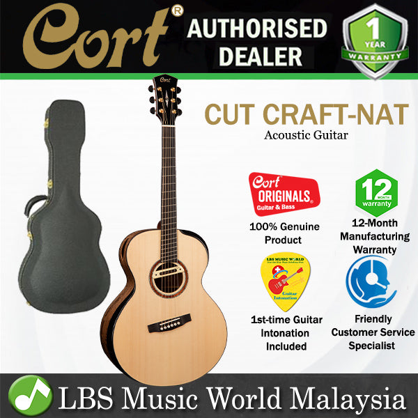 Cort Cut Craft Limited Bevel Small Jumbo Full Solid Acoustic Electric Guitar with Case - Natural
