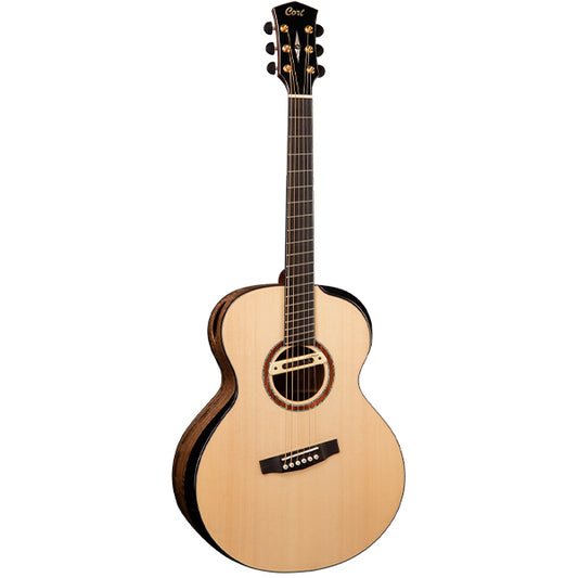 Cort Cut Craft Limited Bevel Small Jumbo Full Solid Acoustic Electric Guitar with Case - Natural