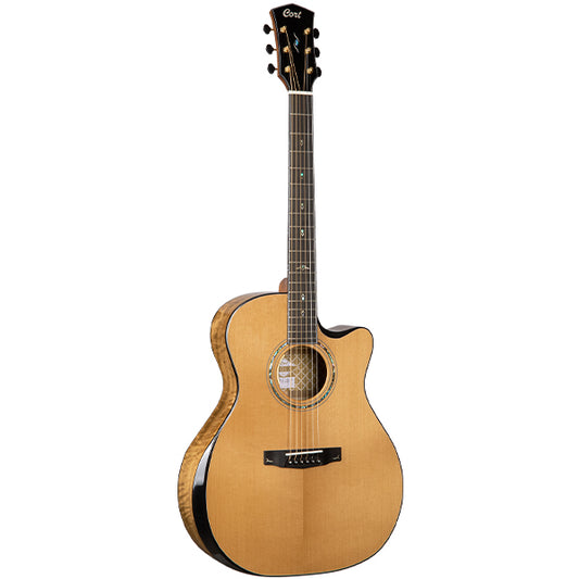 Cort Gold Edge LE Limited Edition Grand Auditorium Full Solid Acoustic Electric Guitar with Bag - Natural Glossy