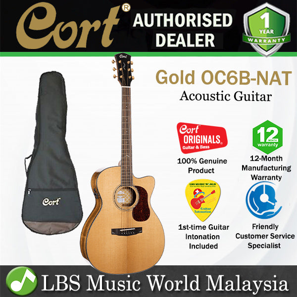 Cort Gold-OC6 Bocote OM Full Solid Acoustic  Electric Guitar with Bag - Natural Glossy (Gold OC6)