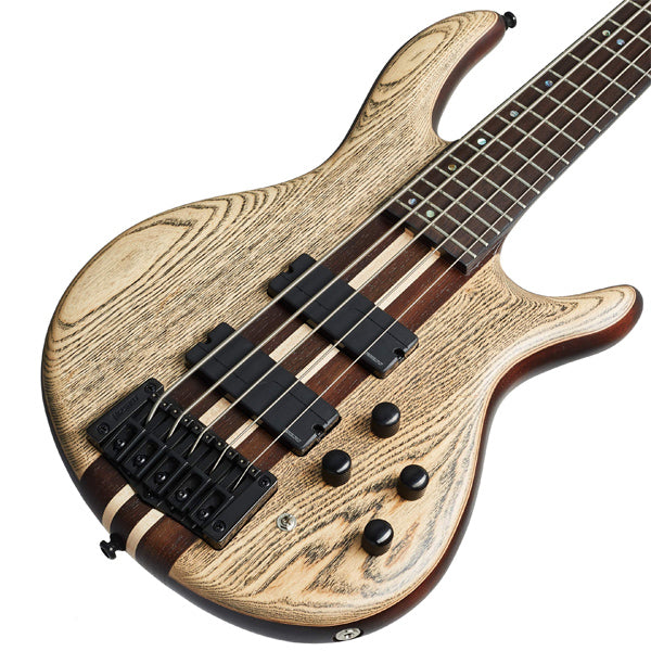 Cort A5 Ultra Ash 5 String Electric Bass Guitar Ash Top on Mahogany - Etched Natural Black