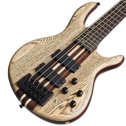 Cort A5 Ultra Ash 5 String Electric Bass Guitar Ash Top on Mahogany - Etched Natural Black