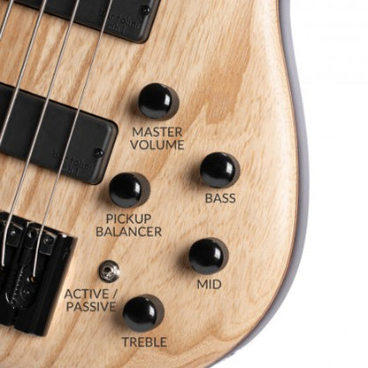 Cort B5 Element 5 String Electric Bass Guitar - Open Pore Natural (B5E)