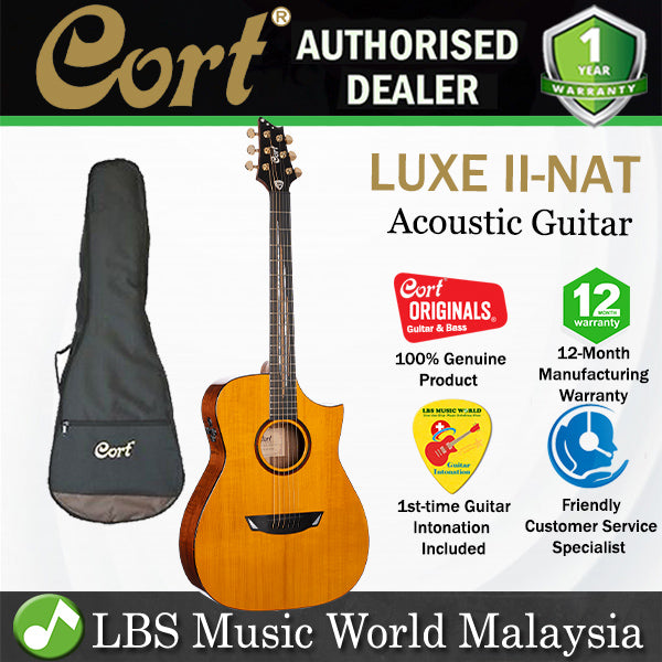 Cort Luxe II Concert Acoustic Electric Guitar with Gig Bag - Natural Glossy