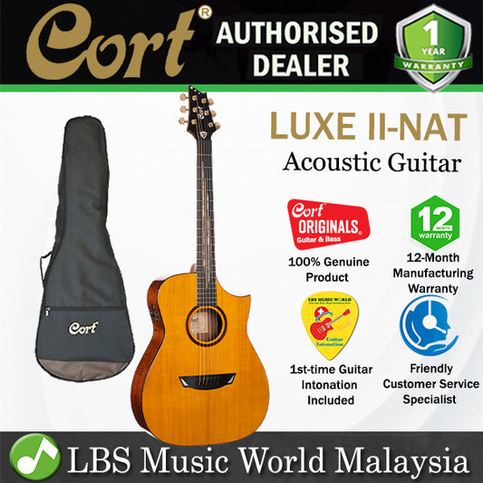 Cort Luxe II Concert Acoustic Electric Guitar with Gig Bag - Natural Glossy