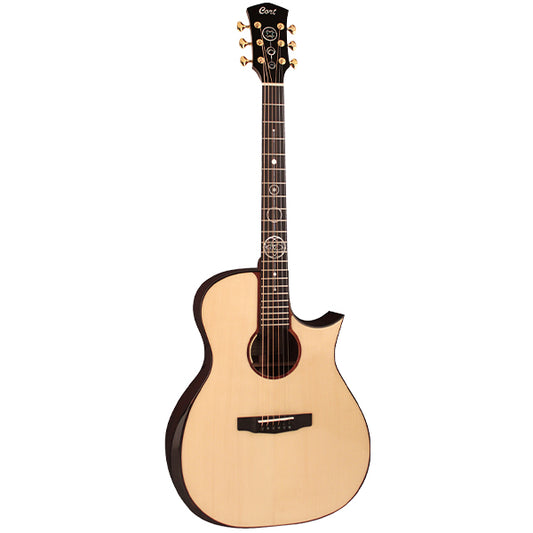 Cort GA-LE PF Limited Edition Bevel Auditorium Full Solid Acoustic Electric Guitar with Case - Natural Glossy (GALE GA LE)