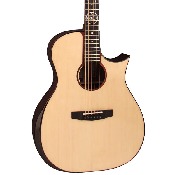 Cort GA-LE PF Limited Edition Bevel Auditorium Full Solid Acoustic Electric Guitar with Case - Natural Glossy (GALE GA LE)