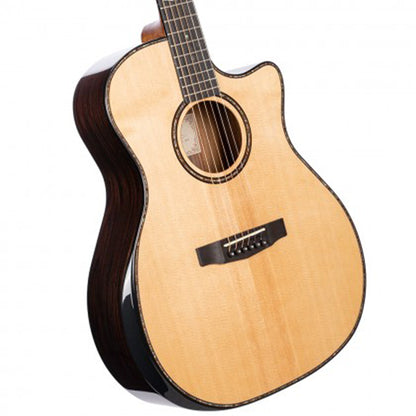 Cort GA-LE PF Limited Edition Bevel Auditorium Full Solid Acoustic Electric Guitar with Case - Natural Glossy (GALE GA LE)