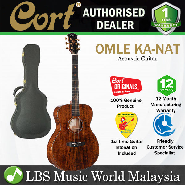 Cort OM-LE KA Limited Edition OM Full Solid Hawaiian Koa Acoustic Electric Guitar with Case - Natural Glossy (OMLE OM LE)