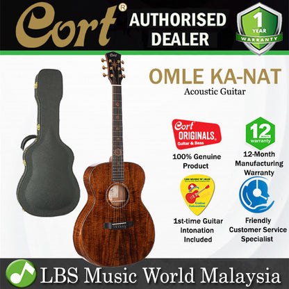 Cort OM-LE KA Limited Edition OM Full Solid Hawaiian Koa Acoustic Electric Guitar with Case - Natural Glossy (OMLE OM LE)