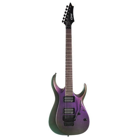 Cort X300 Electric Guitar with EMG Pickup, FloydRose Tremolo and Rosewood American Basswood - Flip Purple (X 300)