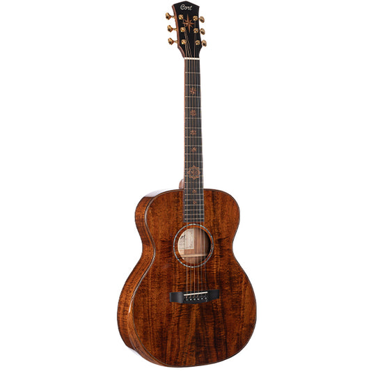 Cort OM-LE KA Limited Edition OM Full Solid Hawaiian Koa Acoustic Electric Guitar with Case - Natural Glossy (OMLE OM LE)
