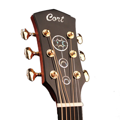 Cort GA-LE PF Limited Edition Bevel Auditorium Full Solid Acoustic Electric Guitar with Case - Natural Glossy (GALE GA LE)