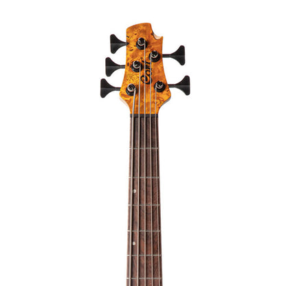 Cort A5 Plus SC 5 String Electric Bass Guitar Poplar Burl Top Ash Body - Amber Open Pore