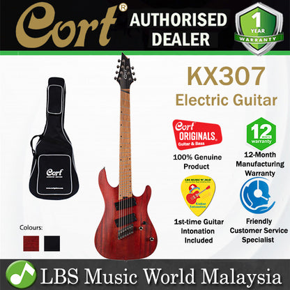 Cort KX307 Multi Scale 7 String Electric Guitar Roasted Maple Fretboard and HH Pickup with Bag (KX 307)