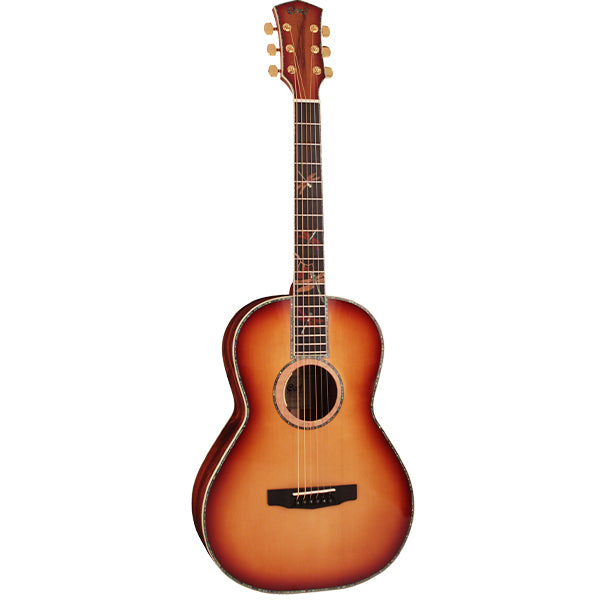 Cort PR-LE MY Limited Edition Parlor Full Solid Acoustic Guitar with Case and Pickup - Sunburst (PRLE PR LE)