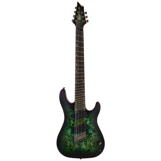 Cort KX507MS Multi Scale 7 String Electric Guitar Poplar Burl Top and Fishman HH Pickup With Bag - Star Dust Green (KX507)