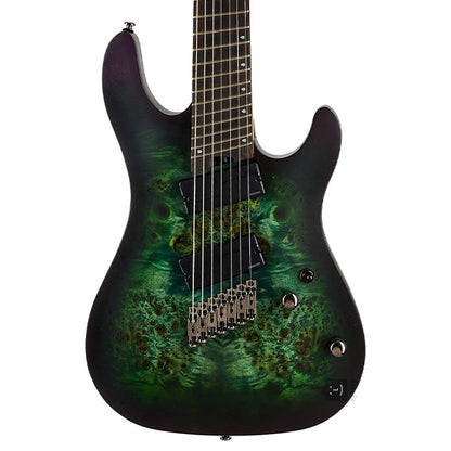 Cort KX507MS Multi Scale 7 String Electric Guitar Poplar Burl Top and Fishman HH Pickup With Bag - Star Dust Green (KX507)