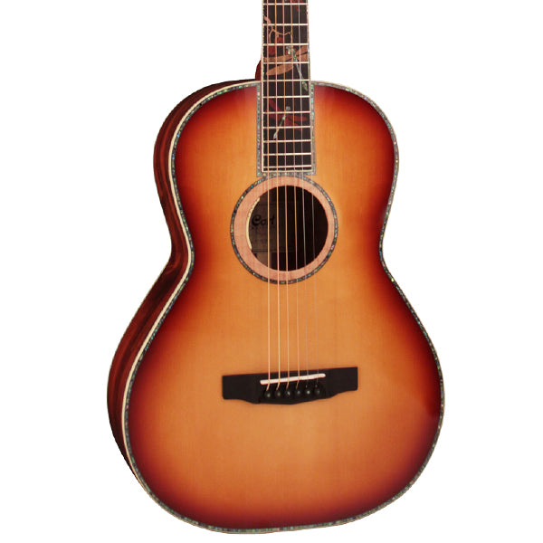Cort PR-LE MY Limited Edition Parlor Full Solid Acoustic Guitar with Case and Pickup - Sunburst (PRLE PR LE)