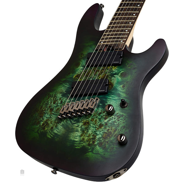 Cort KX507MS Multi Scale 7 String Electric Guitar Poplar Burl Top and Fishman HH Pickup With Bag - Star Dust Green (KX507)