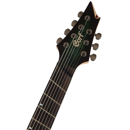 Cort KX507MS Multi Scale 7 String Electric Guitar Poplar Burl Top and Fishman HH Pickup With Bag - Star Dust Green (KX507)