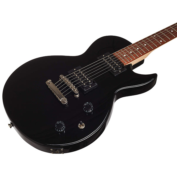 Cort CR50 Classic Rock Electric Guitar Jatoba Fretboard and HH Pickup with Bag - Black (CR 50)