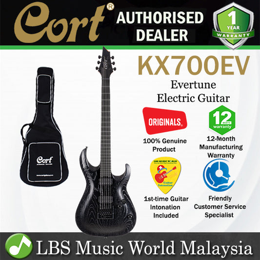 Cort KX700 EverTune Electric Guitar Ash Top and  Seymour Duncan HH Pickup With Bag - Open Pore Black (KX700EV)