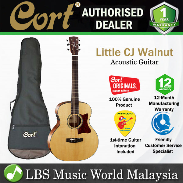 [Discontinued] Cort Little CJ Walnut 3/4 Jumbo Solid Top Sitka Spruce Acoustic Electric Guitar - Open Pore Walnut