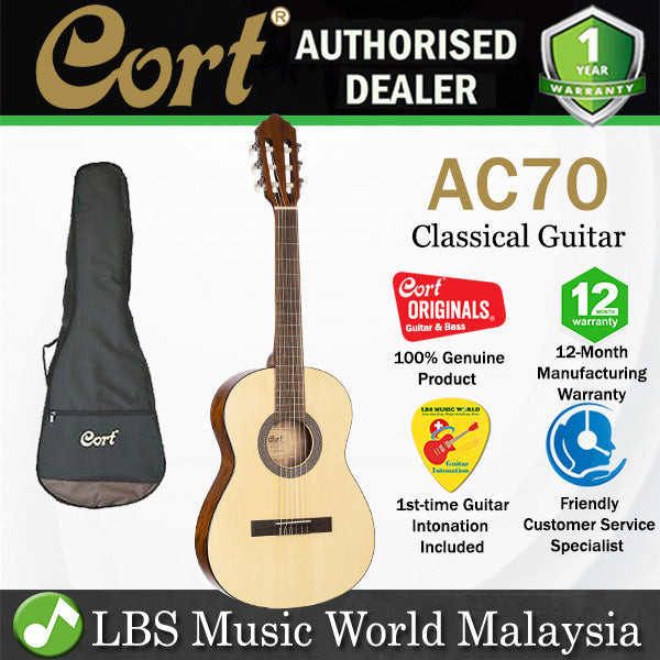Cort AC70 3/4 Spruce Top Classical Guitar With Bag - Open Pore (AC 70)