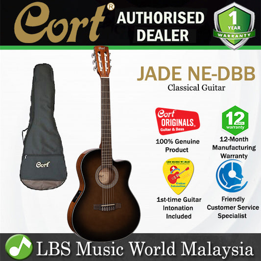 Cort Jade E Nylon Classic Cutaway Spruce Top Classical Guitar With Bag and Pickup - Dark Brown Burst