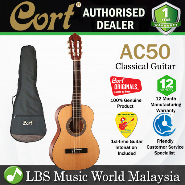 Cort AC50 1/2 Spruce Top Classical Guitar With Bag - Open Pore (AC 50)