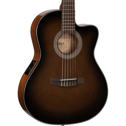 Cort Jade E Nylon Classic Cutaway Spruce Top Classical Guitar With Bag and Pickup - Dark Brown Burst