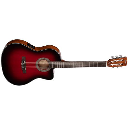 Cort Jade E Nylon Classic Cutaway Spruce Top Classical Guitar With Bag and Pickup - Burgundy Red Burst