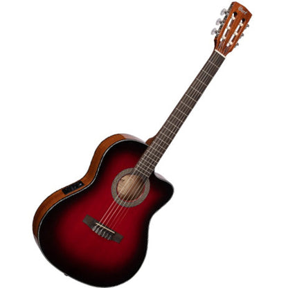 Cort Jade E Nylon Classic Cutaway Spruce Top Classical Guitar With Bag and Pickup - Burgundy Red Burst