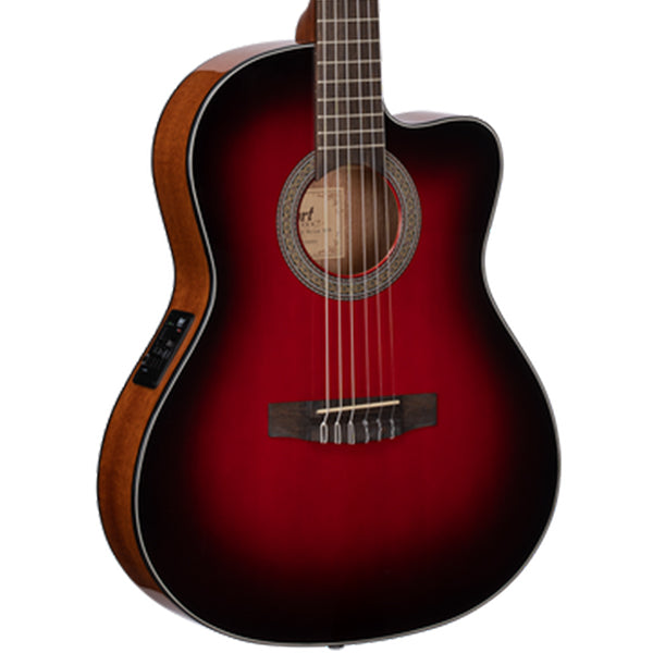 Cort Jade E Nylon Classic Cutaway Spruce Top Classical Guitar With Bag and Pickup - Burgundy Red Burst