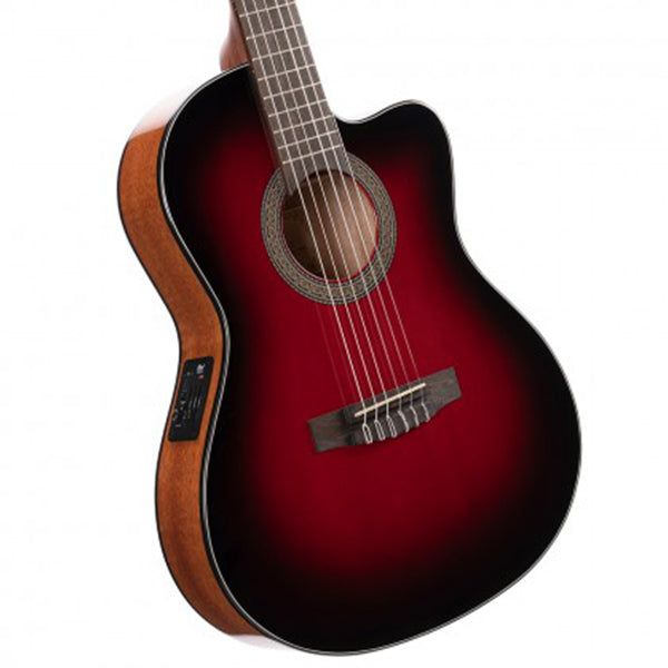 Cort Jade E Nylon Classic Cutaway Spruce Top Classical Guitar With Bag and Pickup - Burgundy Red Burst