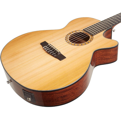 Cort CEC5 SFX Body Solid Red Cedar Classical Guitar With Bag and Pickup - Natural Glossy