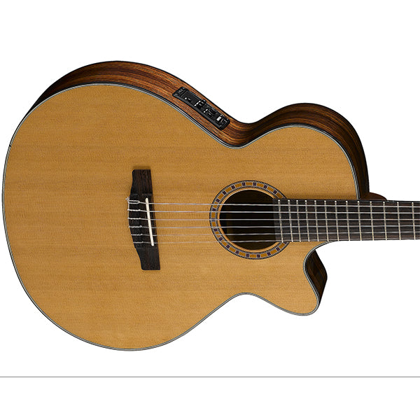 Cort CEC7 SFX Solid Top Red Cedar Classical Guitar With Bag and Pickup - Natural Glossy