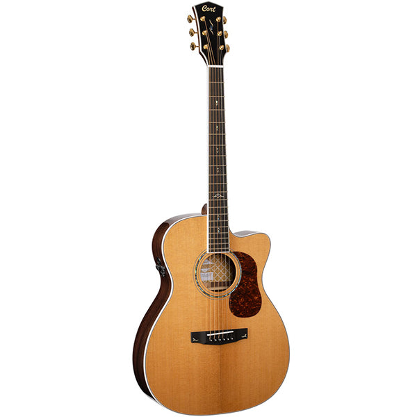 Cort Gold OC8 OM Body Torrefied Full Solid Sitka Spruce Top Classical Guitar With Bag and Pickup - Natural Glossy