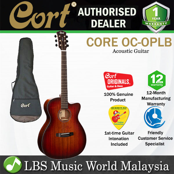 Cort Core OC OM Cutaway Body Full Solid Blackwood Acoustic Guitar With Bag - Open Pore Light Burst