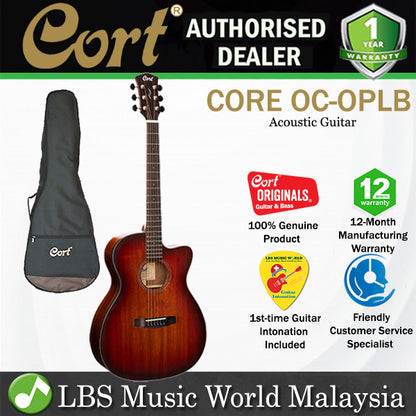 Cort Core OC OM Cutaway Body Full Solid Blackwood Acoustic Guitar With Bag - Open Pore Light Burst