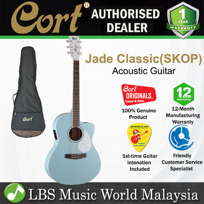 Cort Jade Classic Cutaway Body Mahogany Acoustic With Bag and Pickup - Sky Blue Open Pore