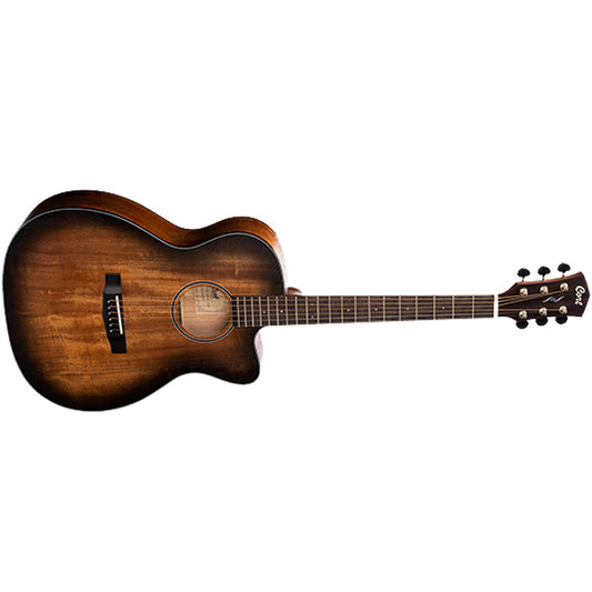 Cort Core OC Mahogany OM Cutaway Body Full Solid Acoustic Guitar With Bag - Open Pore Black Burst