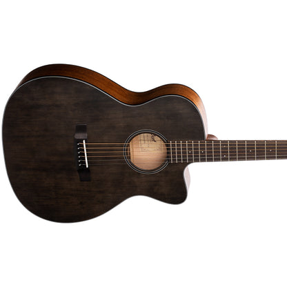 Cort Core OC Spruce OM Cutaway Body Full Solid Sitka Spruce Acoustic Guitar With Bag - Open Pore Trans Black
